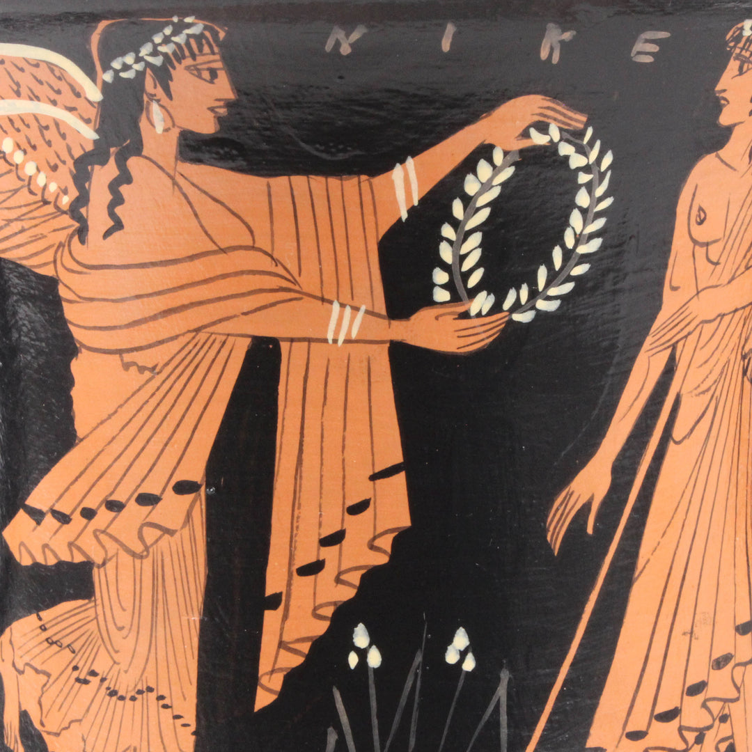 Antike griechische rotfigurige Kantharos Vase mit Nike und Zeus