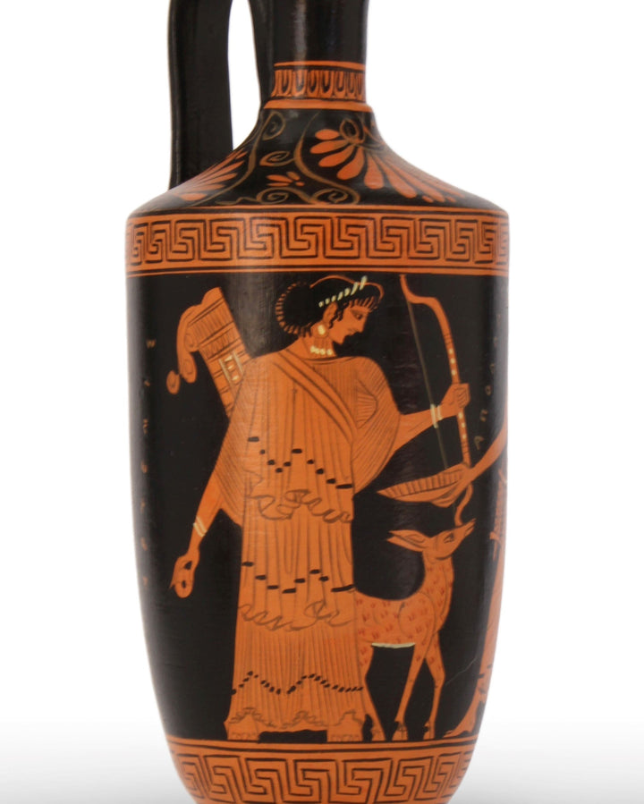 Antike griechische rotfigurige Lekythos Vase mit Artemis und Apollon