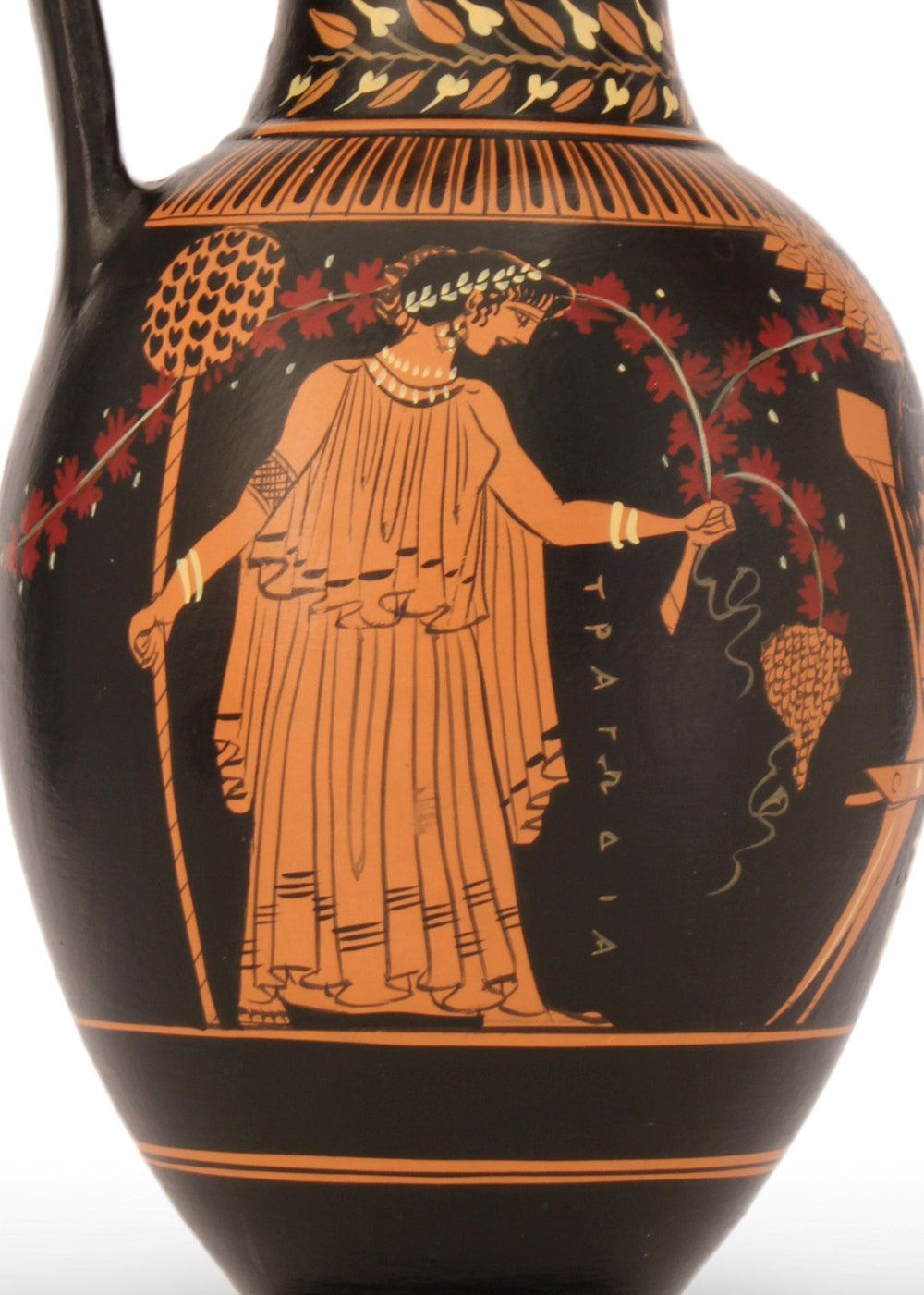 Antike griechische rotfigurige Vase mit Dionysos