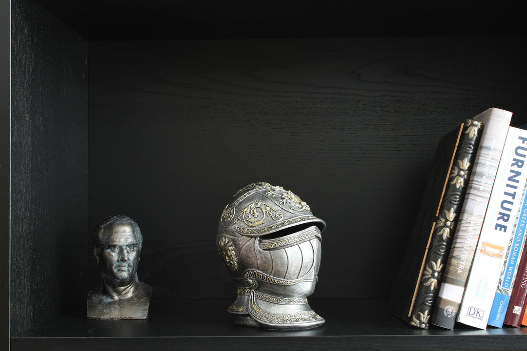 Ritter Mittelalterlicher Helm Spardose (Kaltguss-Bronze Skulptur)