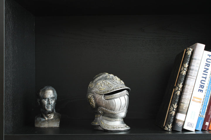 Ritter Mittelalterlicher Helm Spardose (Kaltguss-Bronze Skulptur)