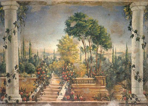 Blick in den Garten Fresko Gemälde