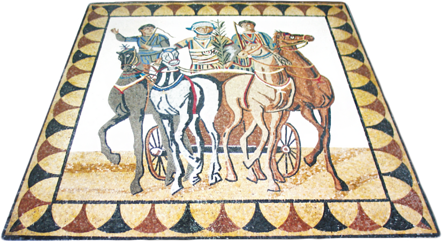 Römischer Streitwagen Marmor-Mosaik