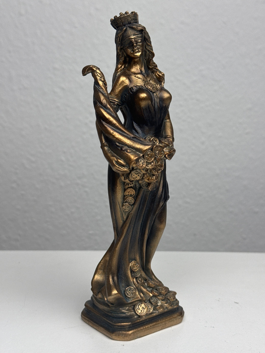 Fortuna Skulptur – Göttin des Glücks und Reichtums (Klein, Patinierte Bronzefigur)