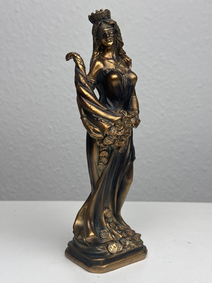 Fortuna Skulptur – Göttin des Glücks und Reichtums (Klein, Patinierte Bronzefigur)