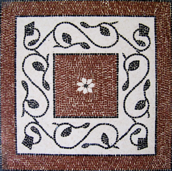 Geometrisches Blätterzweige Marmor-Mosaik