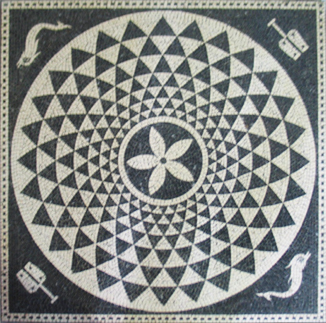 Geometrisches Delphine Marmor-Mosaik