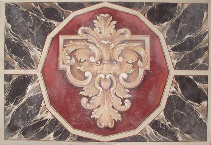 Maske mit Marmorimitation Fresko Gemälde