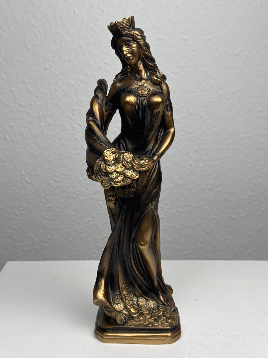 Fortuna Skulptur – Göttin des Glücks und Reichtums (Patinierte Bronzefigur)