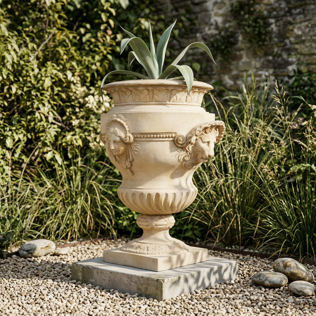 Dekorative Urne mit Loewen