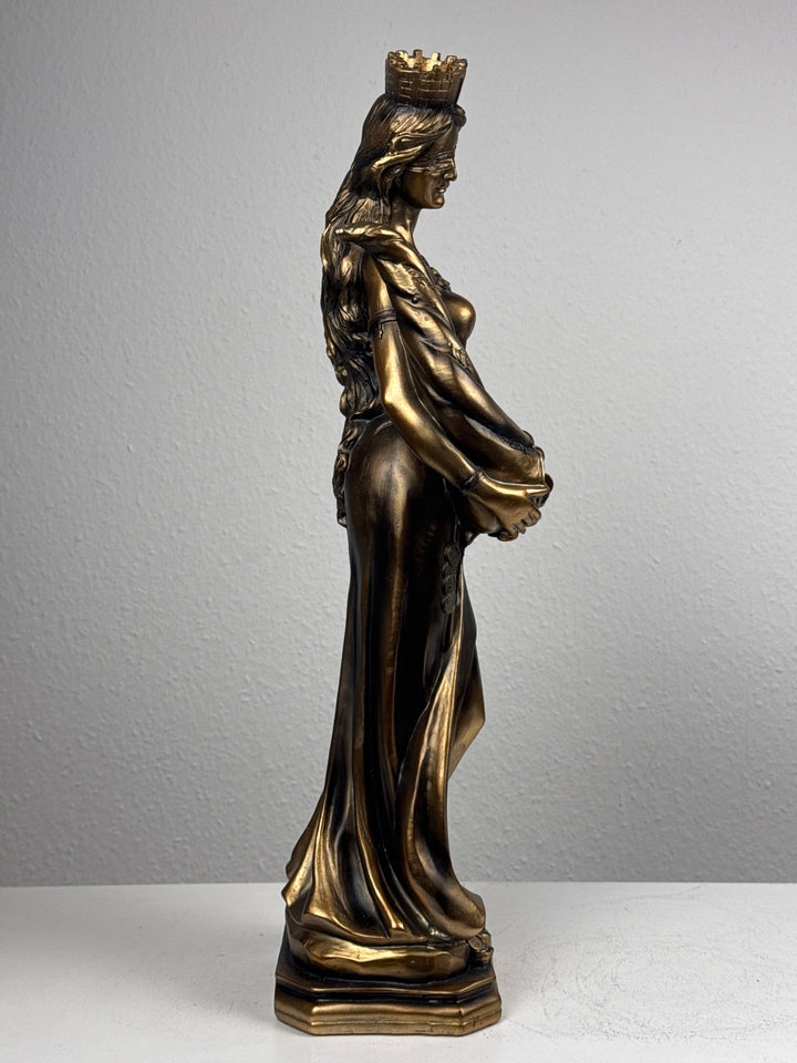 Lady Fortuna Statue – Griechische Göttin des Glücks (Groß, Patinierte Bronzefigur)