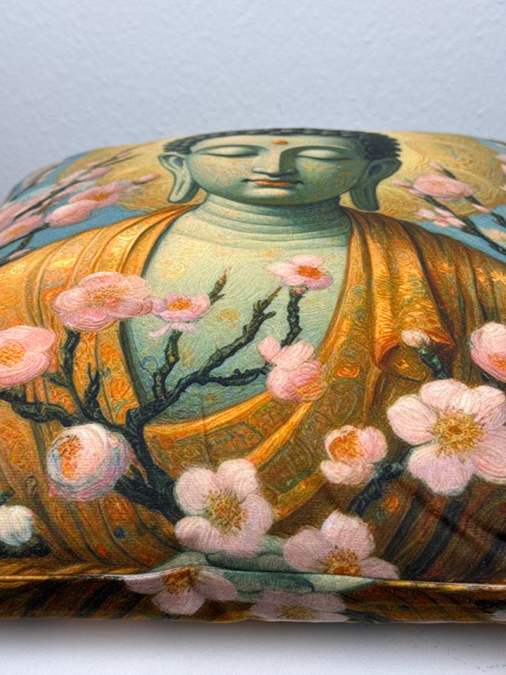 Buddha Kissenbezug mit Kirschblüten (Zen Meditationskissen)