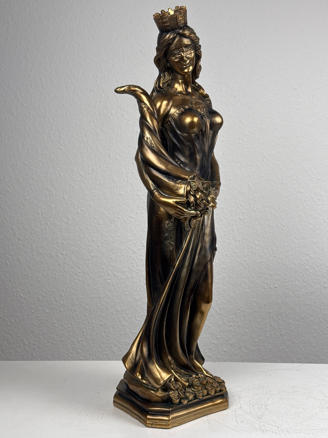 Lady Fortuna Statue – Griechische Göttin des Glücks (Groß, Patinierte Bronzefigur)