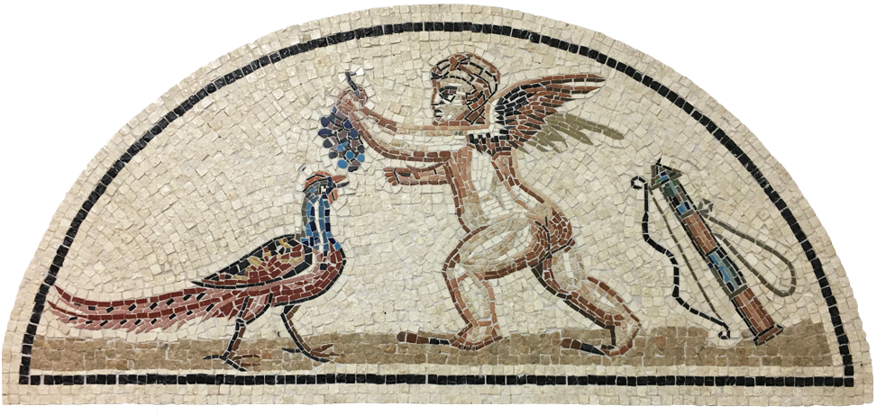Eros und Fasan Marmor-Mosaik (Fragment)