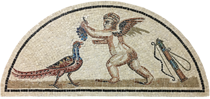 Eros und Fasan Marmor-Mosaik (Fragment)