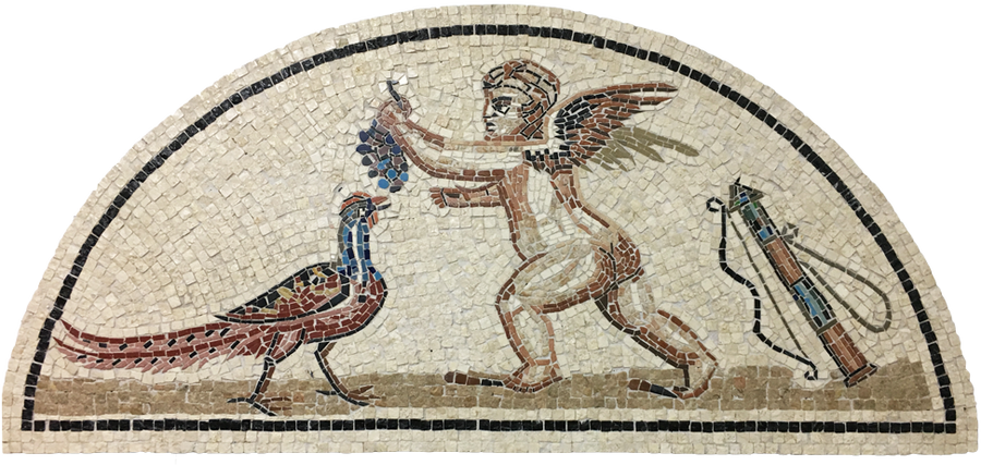 Eros und Fasan Marmor-Mosaik (Fragment)