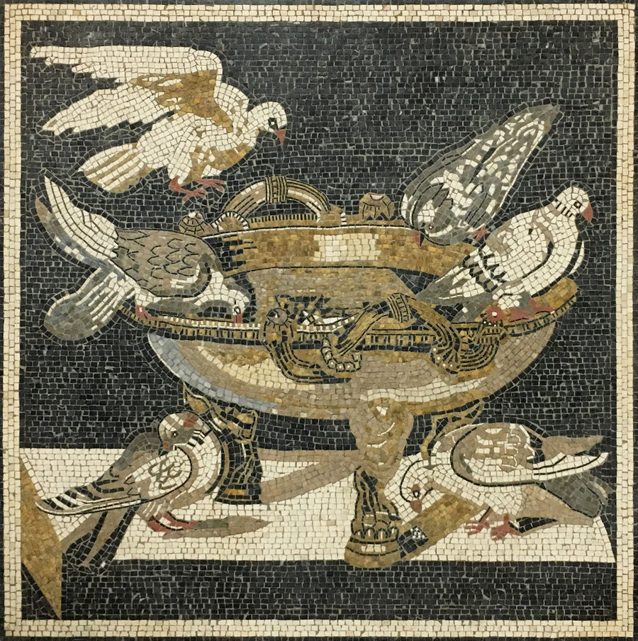 Tauben Marmor-Mosaik
