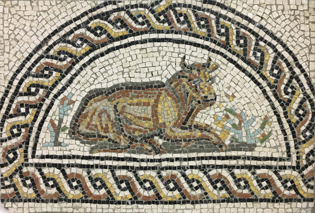 Stier aus den Jahreszeiten Marmor-Mosaik
