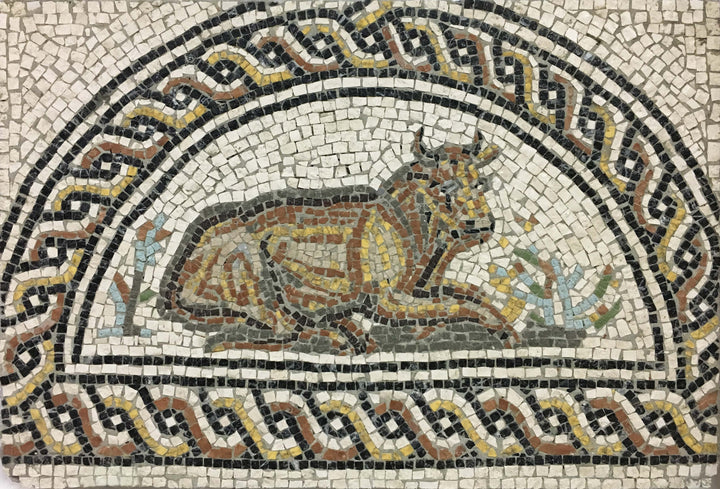 Stier aus den Jahreszeiten Marmor-Mosaik