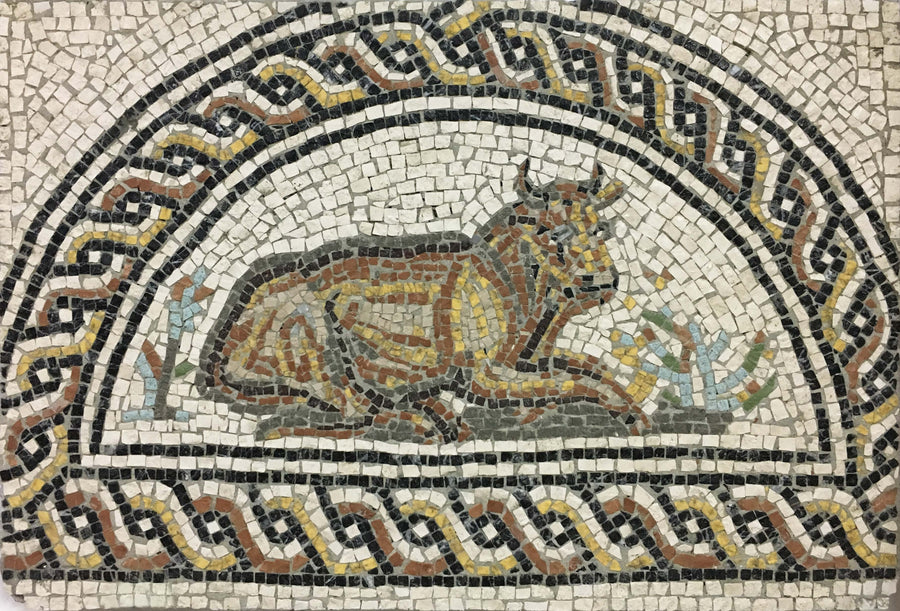 Stier aus den Jahreszeiten Marmor-Mosaik