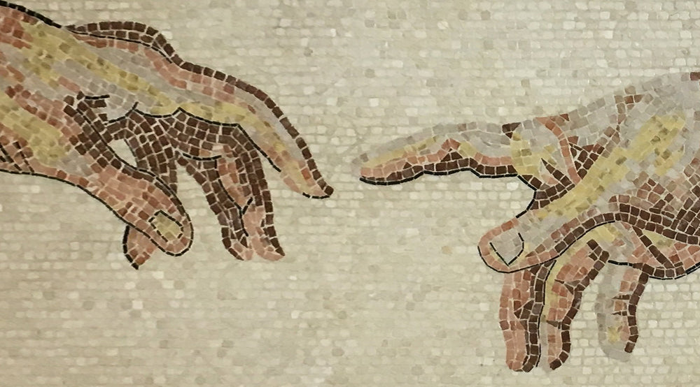 Die Erschaffung Adams Marmor-Mosaik (Fragment)