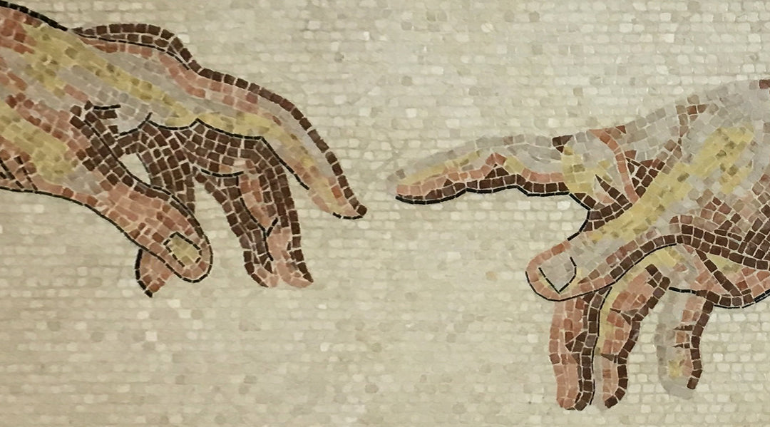 Die Erschaffung Adams Marmor-Mosaik (Fragment)
