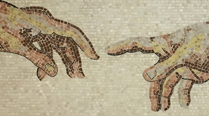 Die Erschaffung Adams Marmor-Mosaik (Fragment)