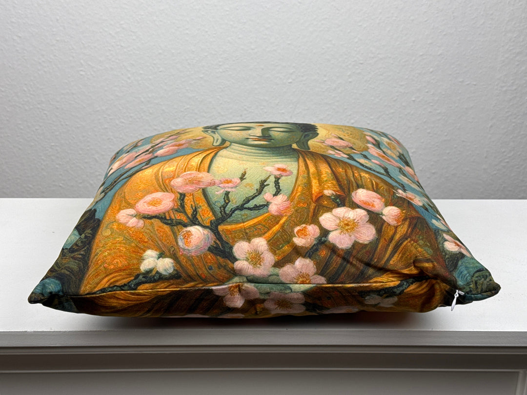 Buddha Kissenbezug mit Kirschblüten (Zen Meditationskissen)