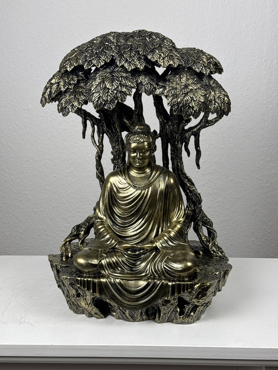 Buddha unter Bodhibaum Statue (Bronzefinish Skulptur)
