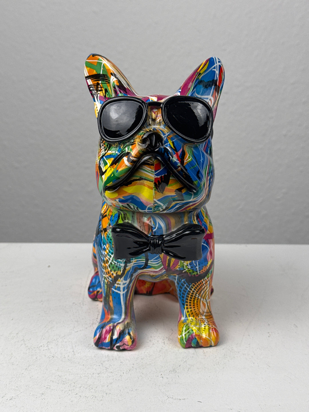 Bulldogge mit Fliege Statue (Graffiti Pop Art Skulptur)