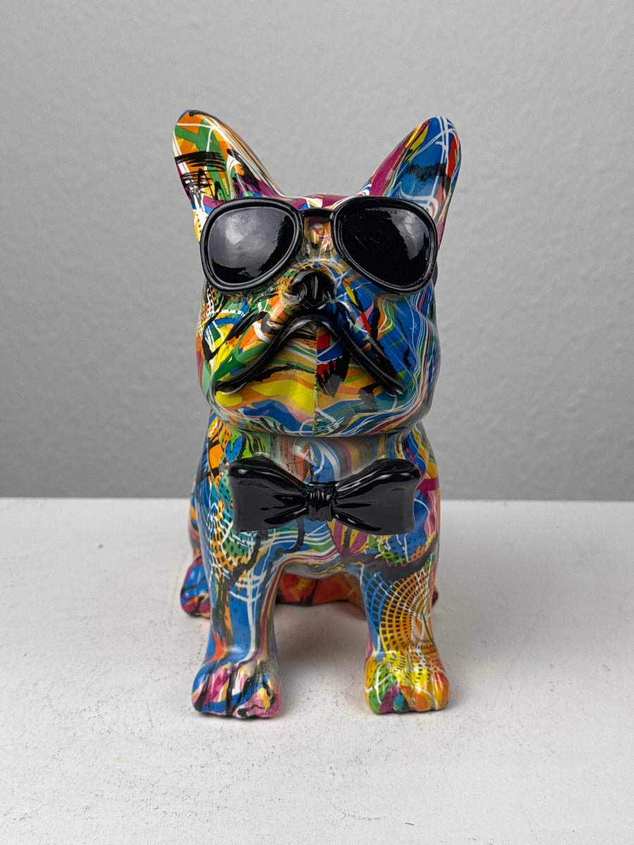 Bulldogge mit Fliege Statue (Graffiti Pop Art Skulptur)