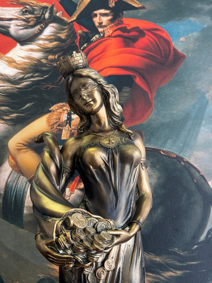 Lady Fortuna Statue – Griechische Göttin des Glücks (Groß, Patinierte Bronzefigur)