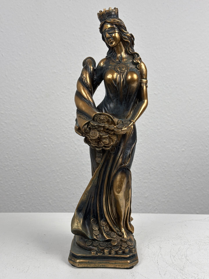 Lady Fortuna Statue – Griechische Göttin des Glücks (Patinierte Bronzefigur)