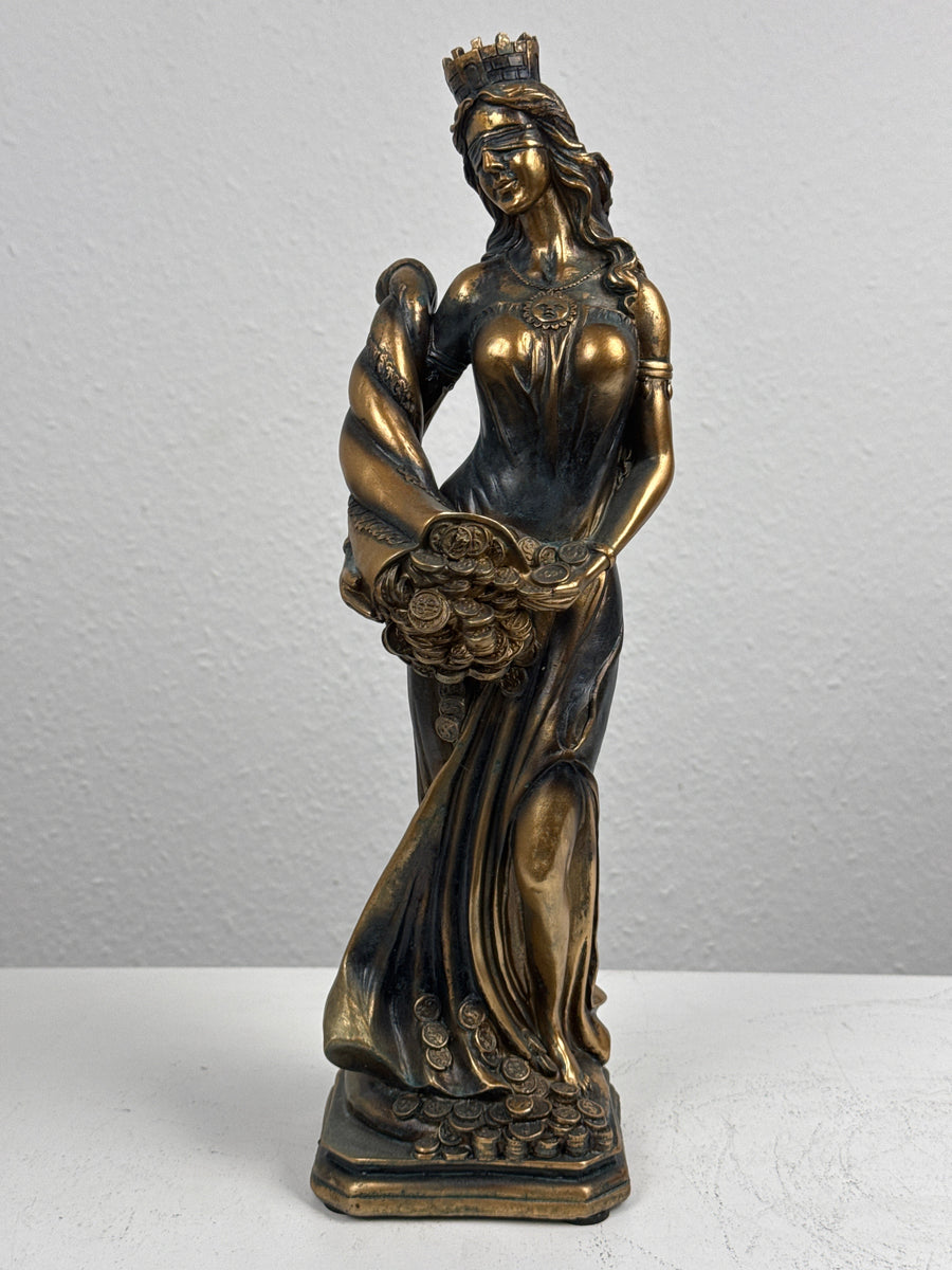 Lady Fortuna Statue – Griechische Göttin des Glücks (Patinierte Bronzefigur)