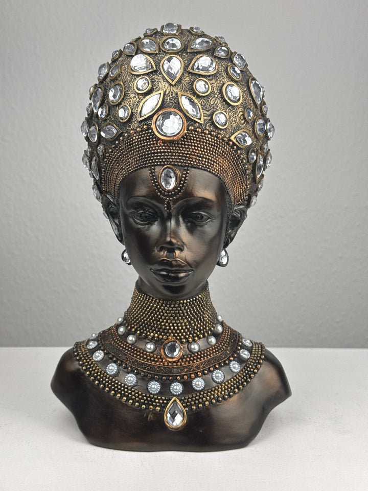Majestätische Afrikanische Königin Büste (Bronzefinish)