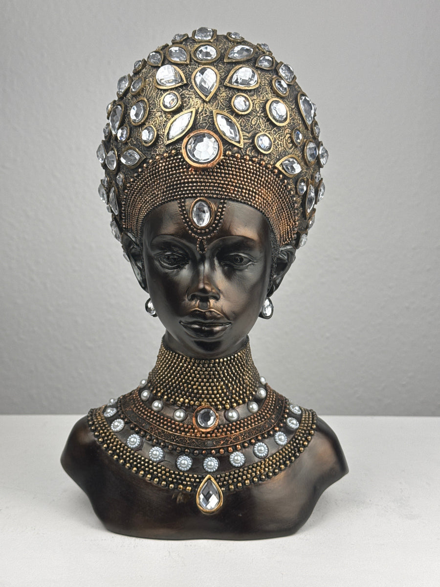 Majestätische Afrikanische Königin Büste (Bronzefinish)