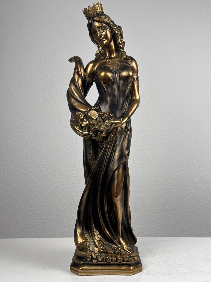 Lady Fortuna Statue – Griechische Göttin des Glücks (Groß, Patinierte Bronzefigur)