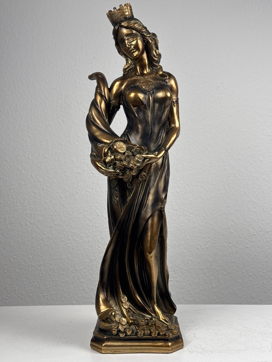 Lady Fortuna Statue – Griechische Göttin des Glücks (Groß, Patinierte Bronzefigur)