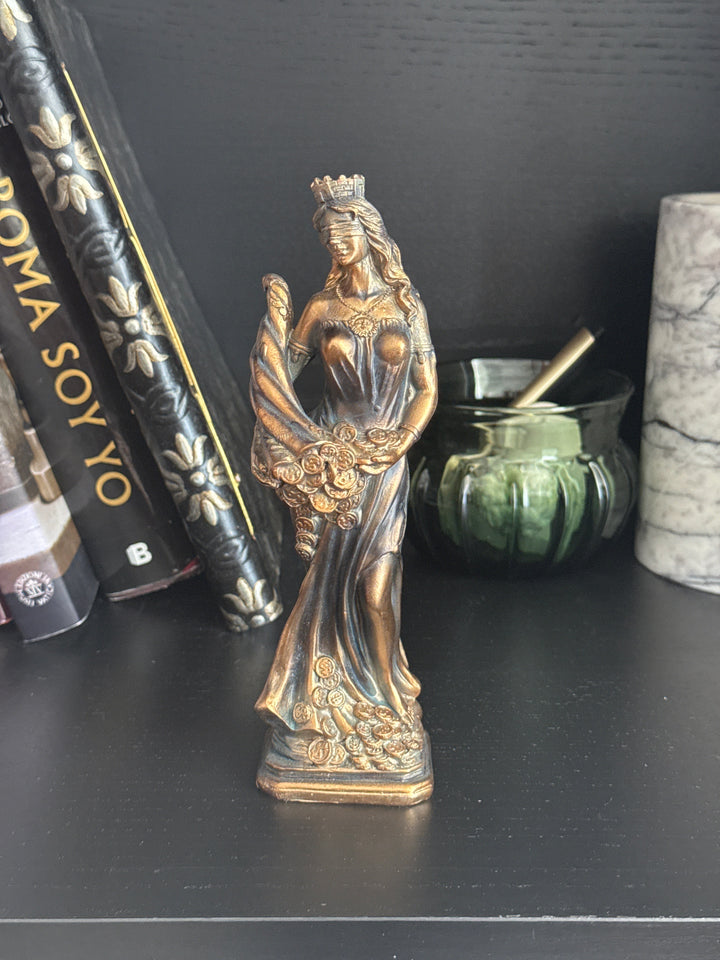 Fortuna Skulptur – Göttin des Glücks und Reichtums (Klein, Patinierte Bronzefigur)