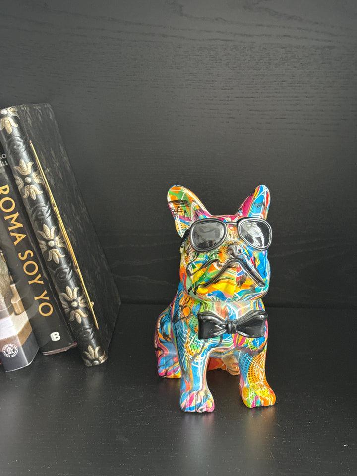 Bulldogge mit Fliege Statue (Graffiti Pop Art Skulptur)