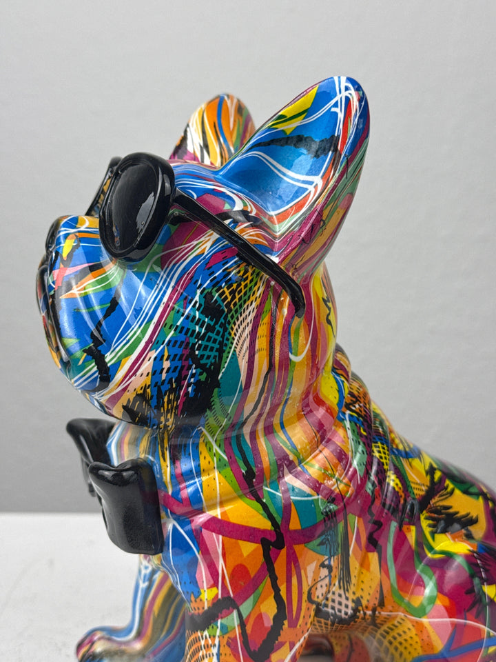 Bulldogge mit Fliege Statue (Graffiti Pop Art Skulptur)