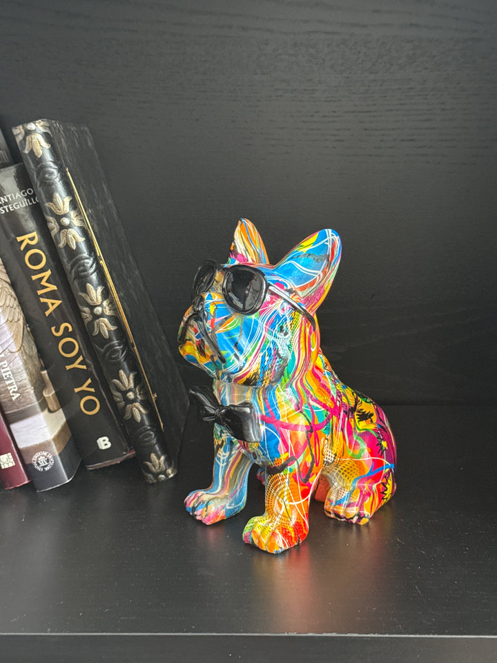 Bulldogge mit Fliege Statue (Graffiti Pop Art Skulptur)