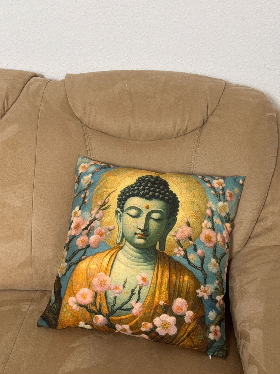 Buddha Kissenbezug mit Kirschblüten (Zen Meditationskissen)