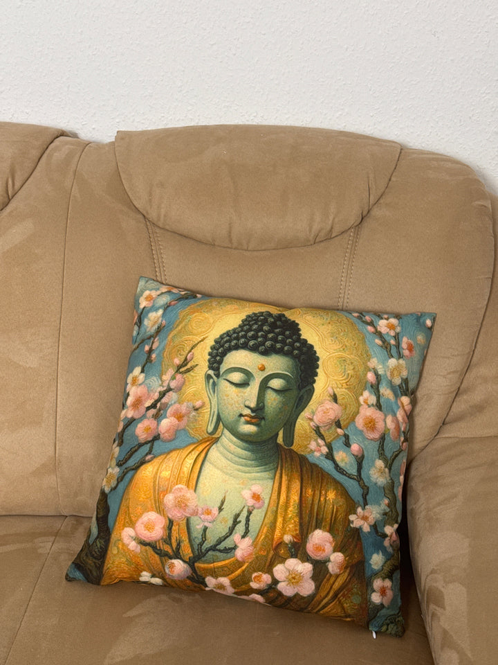 Buddha Kissenbezug mit Kirschblüten (Zen Meditationskissen)