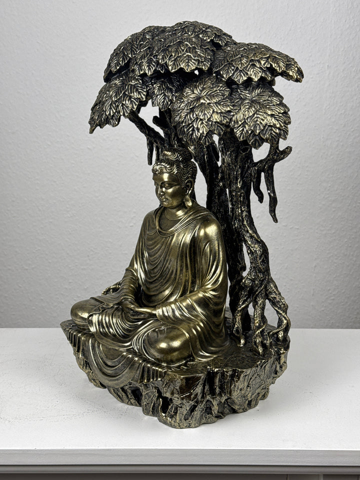 Buddha unter Bodhibaum Statue (Bronzefinish Skulptur)