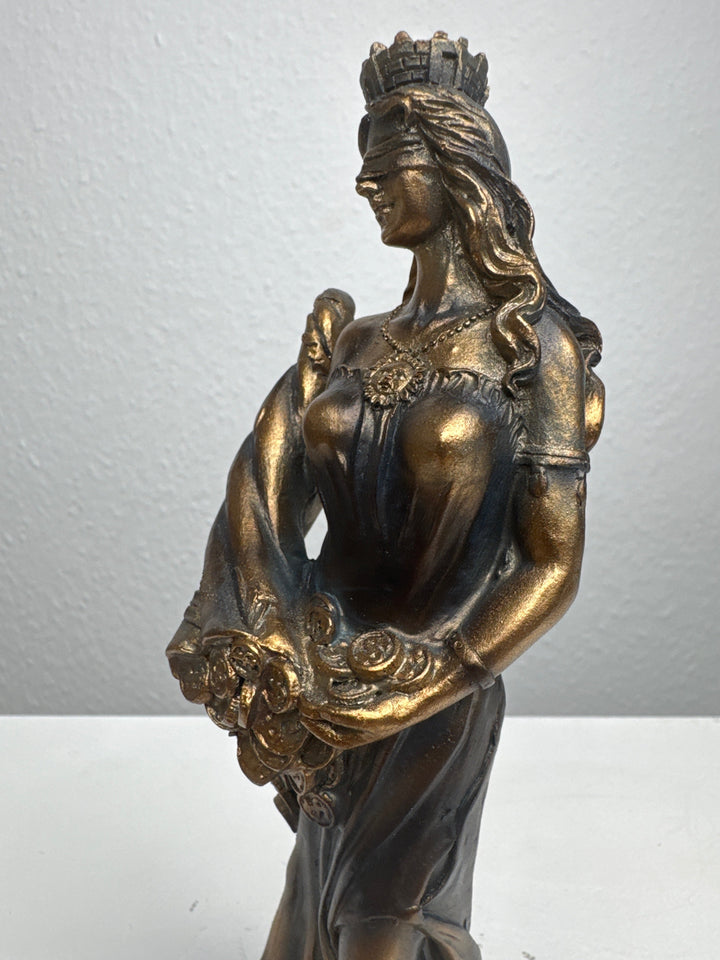 Fortuna Skulptur – Göttin des Glücks und Reichtums (Klein, Patinierte Bronzefigur)