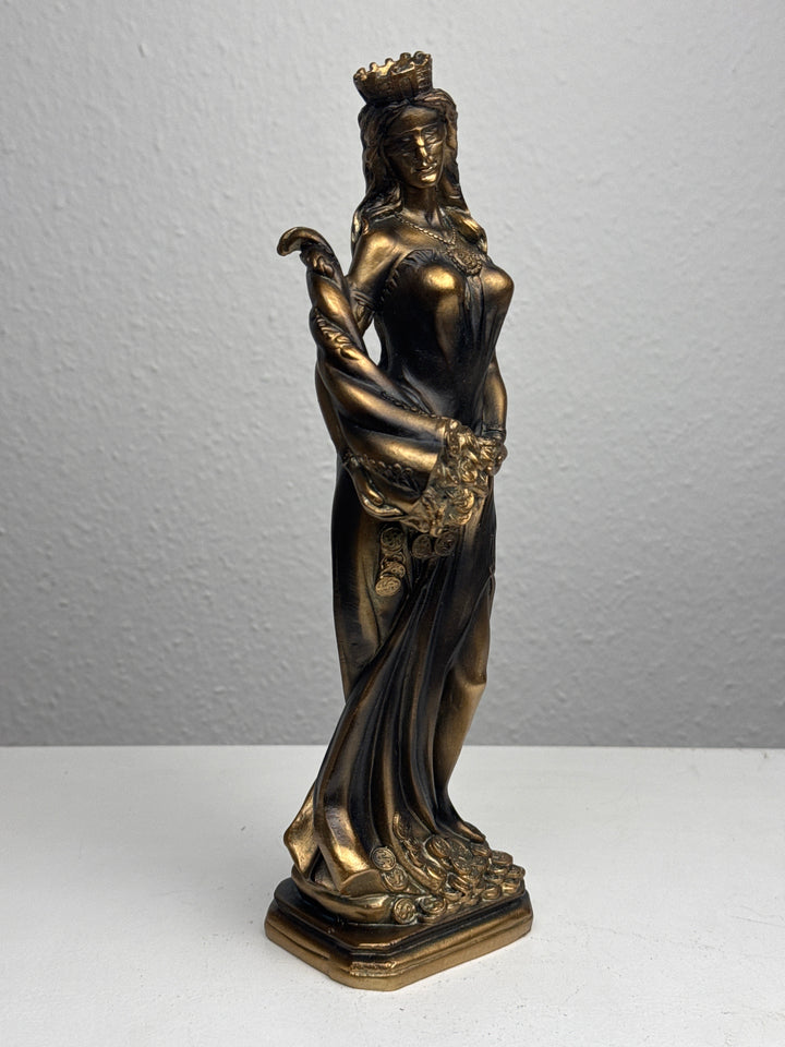 Fortuna Skulptur – Göttin des Glücks und Reichtums (Patinierte Bronzefigur)