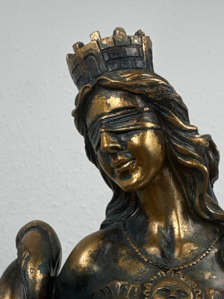 Lady Fortuna Statue – Griechische Göttin des Glücks (Patinierte Bronzefigur)