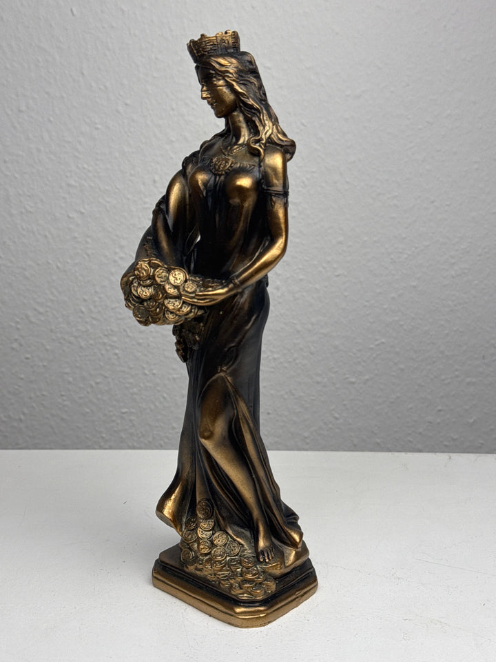 Fortuna Skulptur – Göttin des Glücks und Reichtums (Patinierte Bronzefigur)