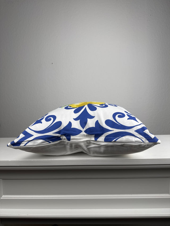 Zitronen Kissen mit Füllung – Mediterranes Blau